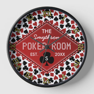 Customisable Poker Room Casino Wall Clock