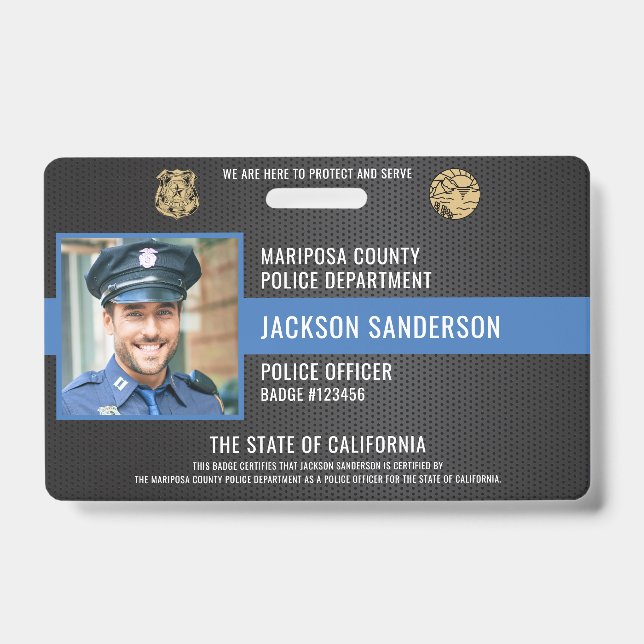 Customisable Police Law Enforcement Employee ID Badge (Front)