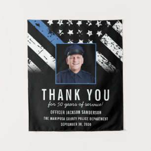 Customisable Police Retirement Photo Party Welcome Tapestry