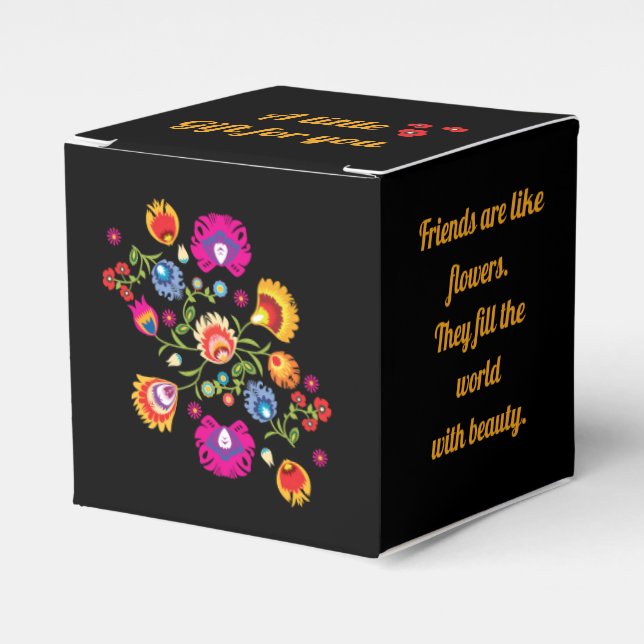 Customisable Polish folklore with pink flowers  Fa Favour Box (Front Side)