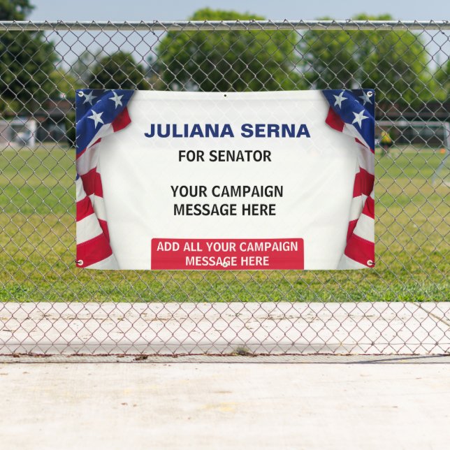 Customisable Political Campaign American Flag Banner (Insitu)