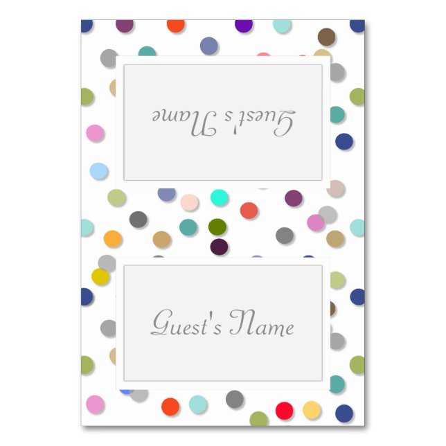 Customisable Polka Dot Confetti Name Place Cards (Front)