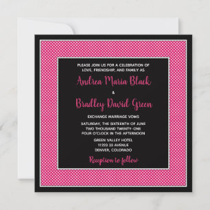 Customisable Polka Dot Wedding Invitation - Pink