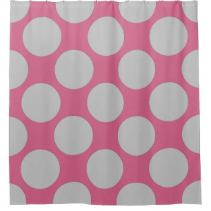 Customisable Polka Dots Pattern any Colour on Pink Shower Curtain