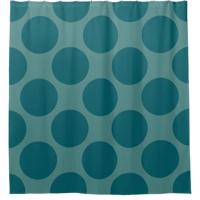 Customisable Polka Dots Pattern any Colour on Teal Shower Curtain (Front)