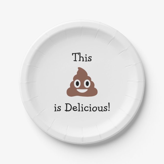 Customisable Poo Emoticon Paper Plate (Front)