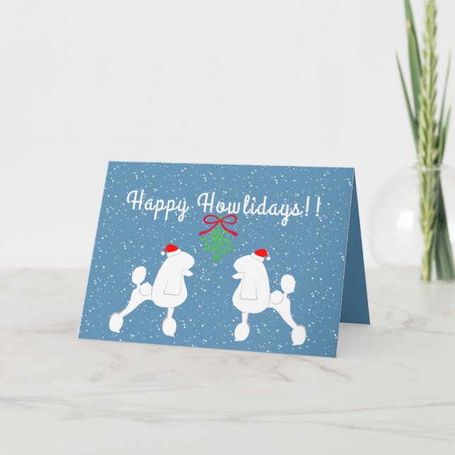 Customisable Poodle Holiday Card (Continental Cut) (Front)