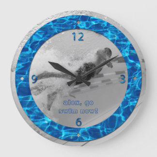 Customisable Pool Water Photo Frame Deep Blue Swim Large Clock