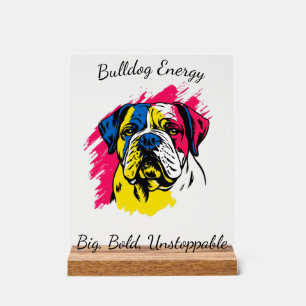 Customisable Pop Art Bulldog Design Acrylic Sign