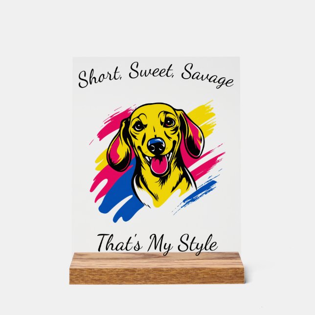 Customisable Pop Art Dachshund Design Acrylic Sign (Front)
