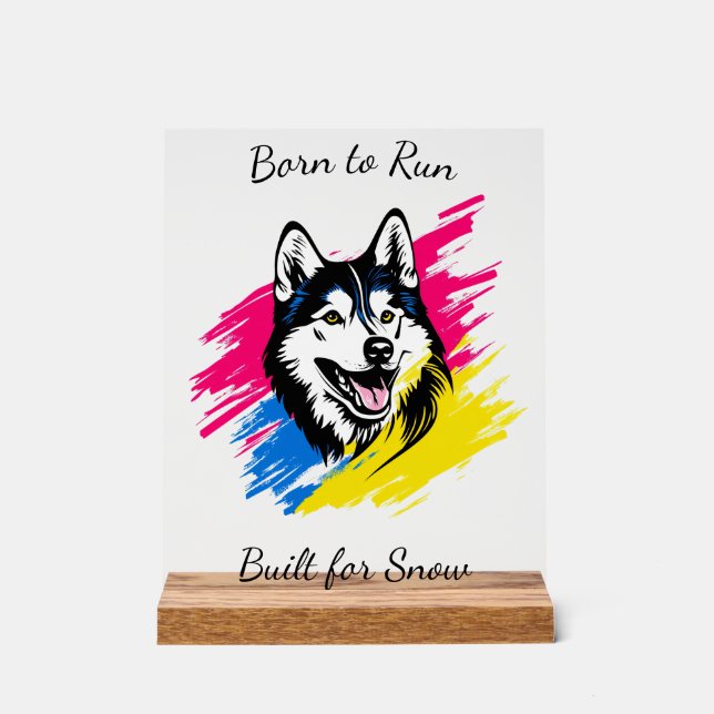 Customisable Pop Art Husky Design Acrylic Sign (Front)