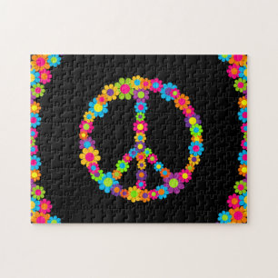 Customisable Pop Flower Power Peace Jigsaw Puzzle