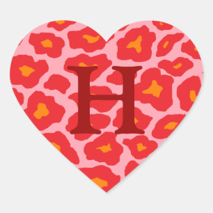 Customisable Pop Leopard Heart Sticker