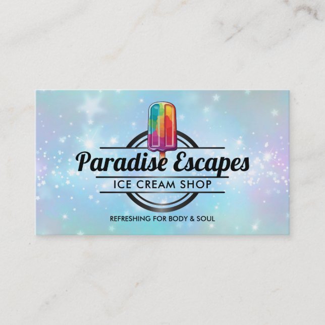 Customisable Popsicle logo business cards (Front)