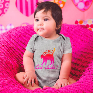 Customisable Popular Colourful I've Got Cat-itude  Baby Bodysuit