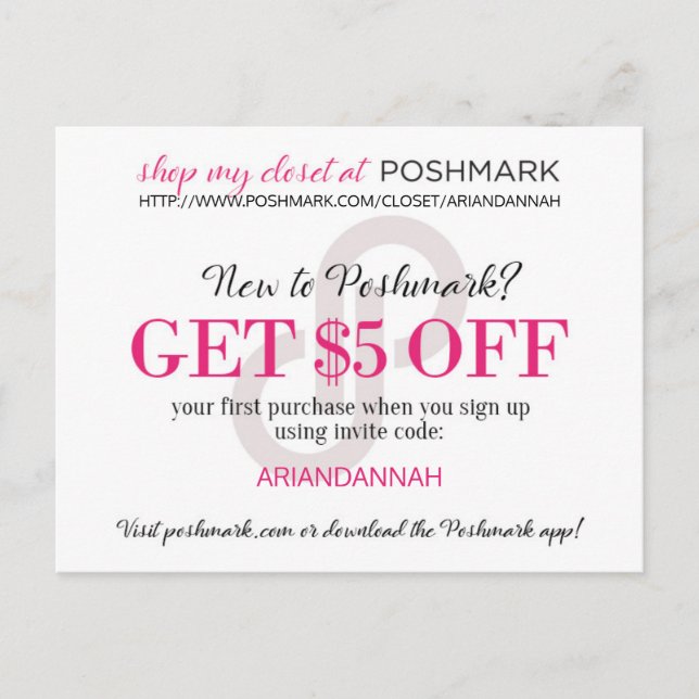 Customisable Poshmark Referral Invitation Card (Front)