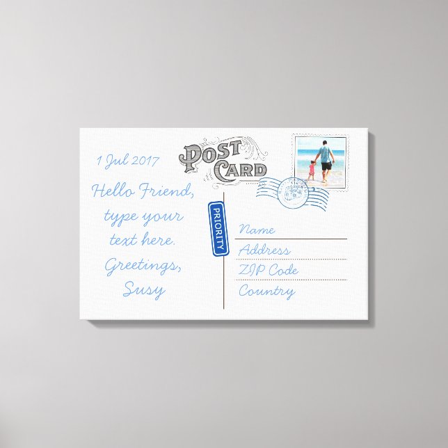 Customisable Postcard Backside Canvas Print (Front)