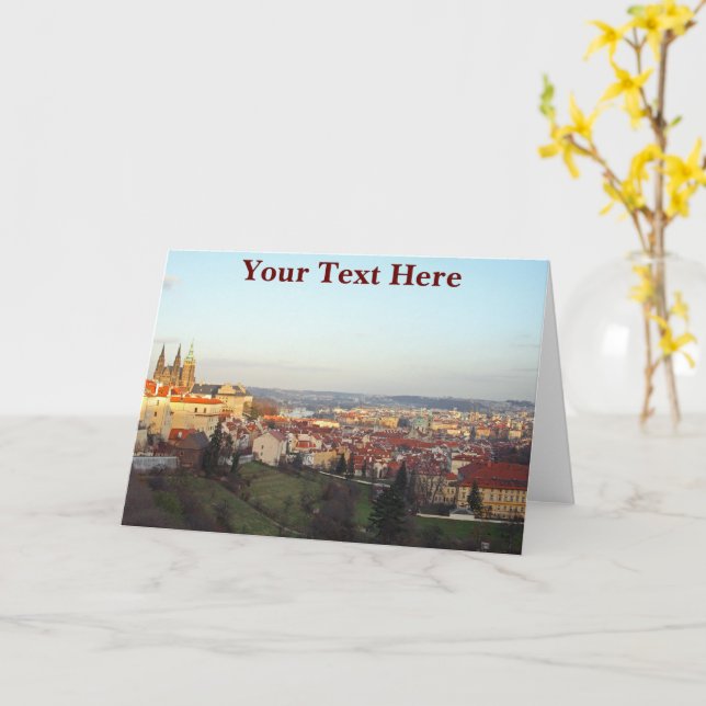 Customisable Prague panorama Card (Yellow Flower)