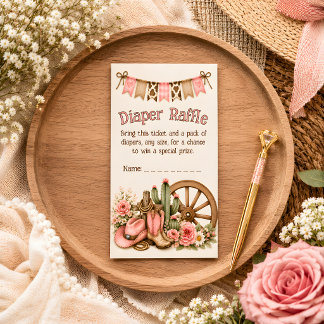 Customisable Prairie Princess Diaper Raffle card