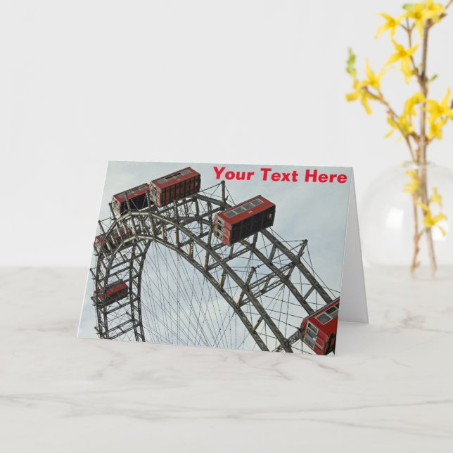 Customisable Prater Ferris wheel, Vienna, Austria Card (Yellow Flower)