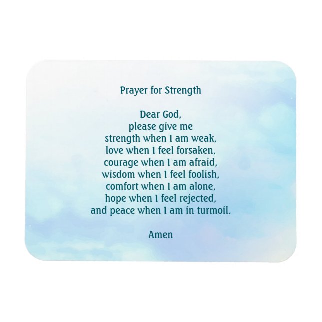 Customisable prayer for strength blue magnet (Horizontal)