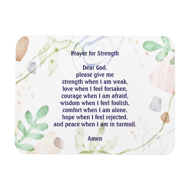 Customisable prayer for strength colourful magnet (Horizontal)