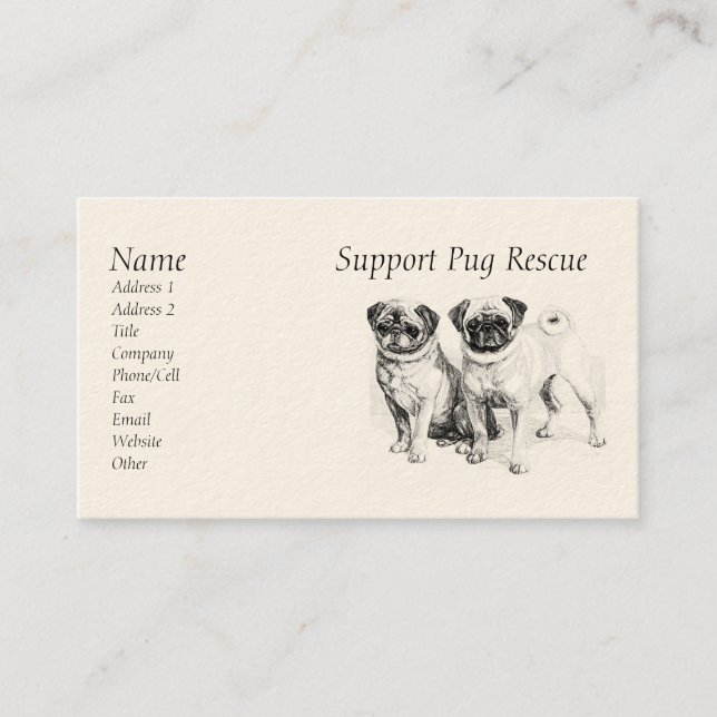 Customisable Precious Pugs Business Cards (Front)
