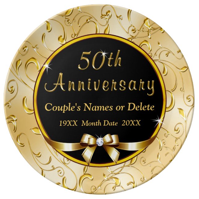 Customisable Presents for 50th Wedding Anniversary Plate (Front)