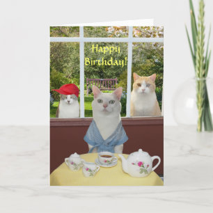 Customisable Pretty Cat Female Birthday Card