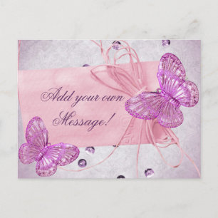 Customisable Pretty Pink Butterfly Design Postcard