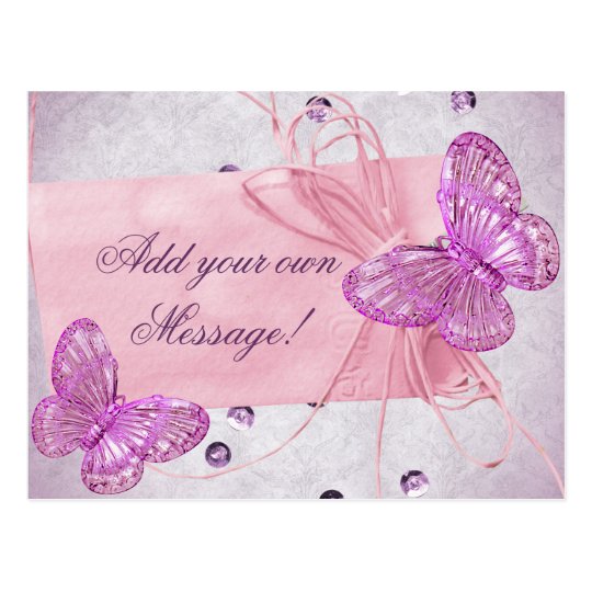 Customisable Pretty Pink Butterfly Design Postcard