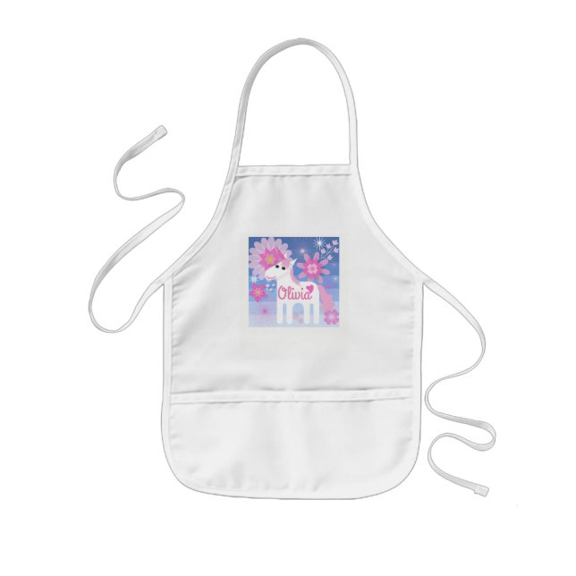 Customisable Pretty Pink Unicorn Kids Apron (Front)