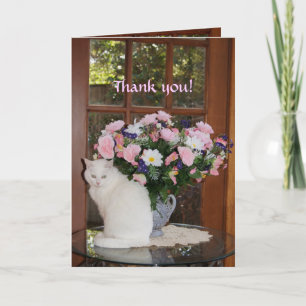 Customisable Pretty White Cat Thank You