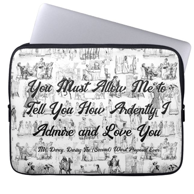 Customisable Pride and Prejudice Ardently Quote Laptop Sleeve (Front)