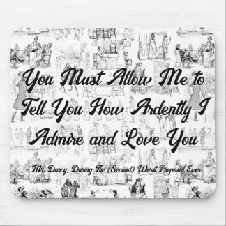 Customisable Pride and Prejudice Ardently Quote Mouse Mat