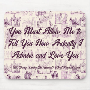 Customisable Pride and Prejudice Most Ardently Mouse Mat