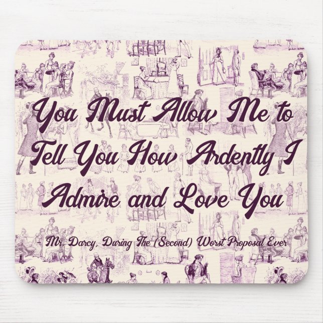 Customisable Pride and Prejudice Most Ardently Mouse Mat (Front)