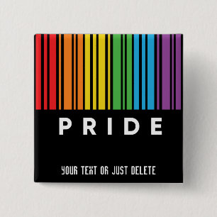 Customisable Pride Rainbow Barcode LGBTQIA+ 15 Cm Square Badge