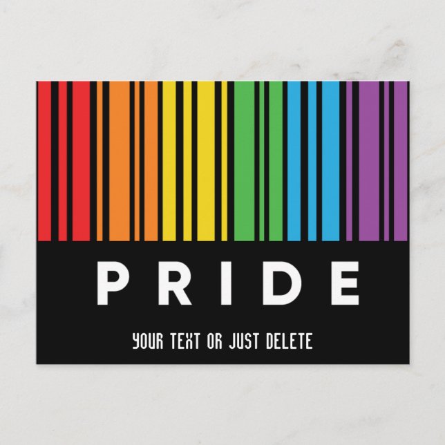 Customisable Pride Rainbow Barcode LGBTQIA+ Invitation Postcard (Front)
