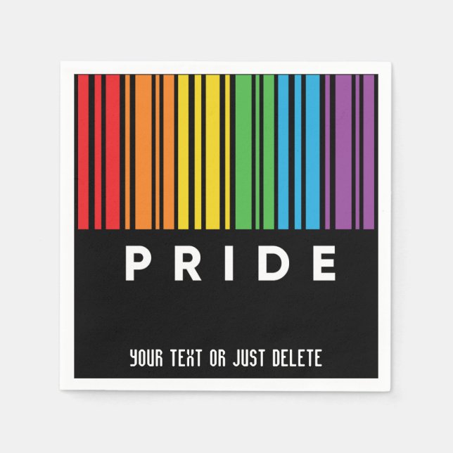 Customisable Pride Rainbow Barcode LGBTQIA+ Napkin (Front)
