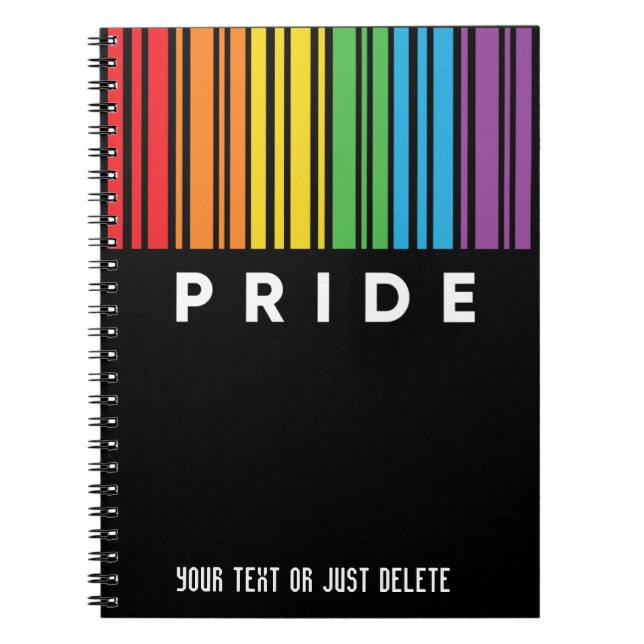 Customisable Pride Rainbow Barcode LGBTQIA+ Notebook (Front)
