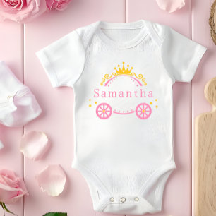 Customisable Princess Carriage Design Baby Bodysuit