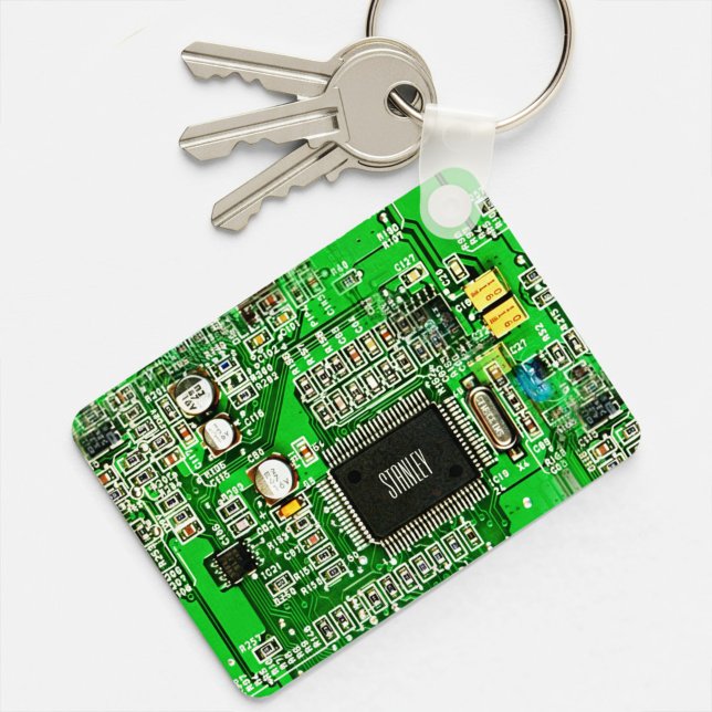 Customisable Printed Circuit Board - Green Geeky Key Ring (Creator Uploaded)