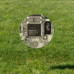 Customisable Printed Circuit - Geek electronic PCB Garden Sign<br><div class="desc">Detailed photograph of a printed circuit board,  perfect for electronic enthusiasts.
Printed circuit's main colours: grey and light yellow. Text to personalise. 
Discover more geeky gifts in my store on Zazzle MY GEEK SIDE!</div>