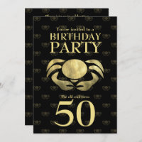 Customisable Printed Rustic Gold Crab Birthday