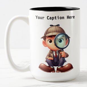 Customisable Private Investigator Cartoon Mystery  Two-Tone Coffee Mug