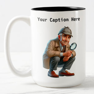 Customisable Private Investigator Cartoon Mystery Two-Tone Coffee Mug