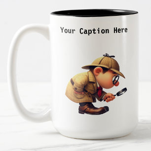 Customisable Private Investigator Cartoon Mystery  Two-Tone Coffee Mug