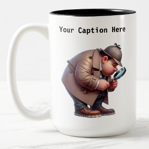 Customisable Private Investigator Cartoon Mystery  Two-Tone Coffee Mug