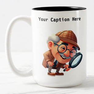 Customisable Private Investigator Cartoon Mystery  Two-Tone Coffee Mug